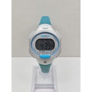 Timex Ironman Womens Teal Silver Digital Watch 10 Lap Indiglo Alarm New Battery